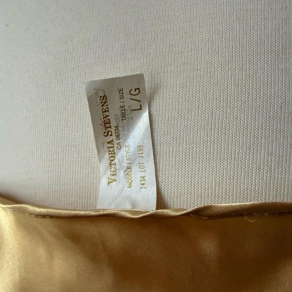 Vintage Victoria Steven’s Gold Slip Dress • Satin Lace Nightgown • Size Large - Picture 7 of 9